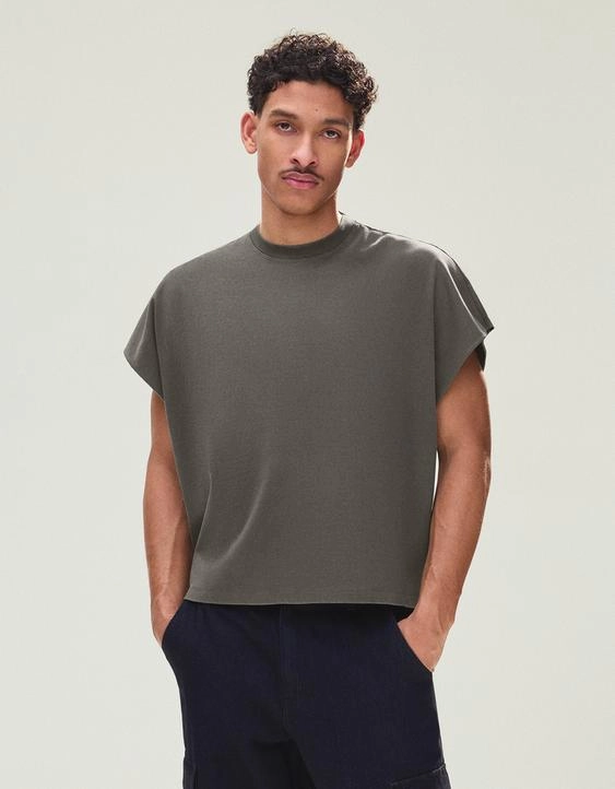 Bershka Майка оверсайз с принтом