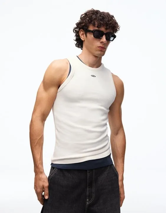 Майка рифленая с принтом- Заказать в России