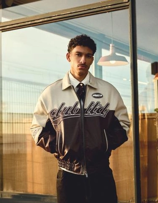 Куртка из искусственной кожи в стиле колор-блок- Заказать в России