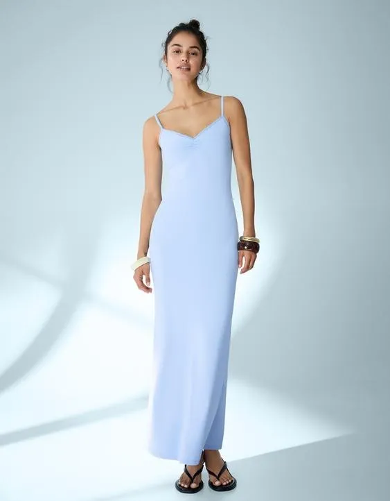 Платье миди на бретелях со сборками- Заказать в России