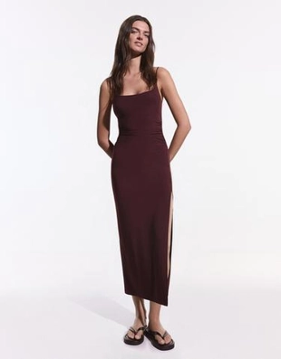 Bershka Платье миди на бретелях со сборками