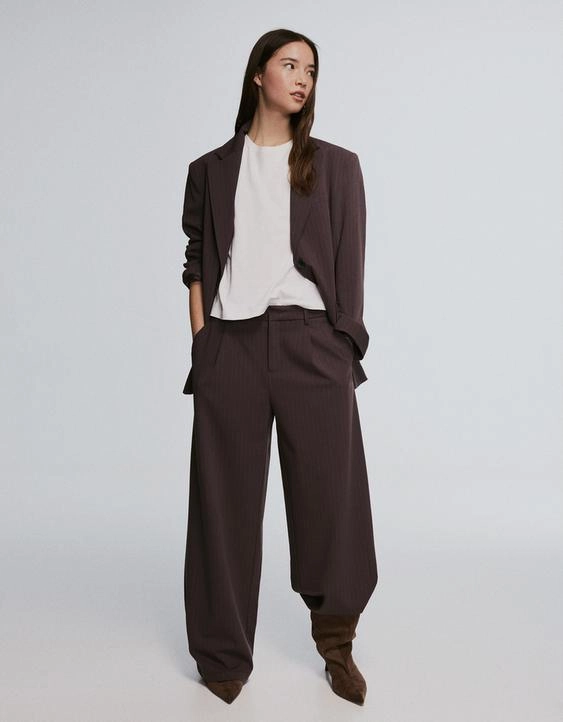 Bershka Двубортный блейзер в полоску