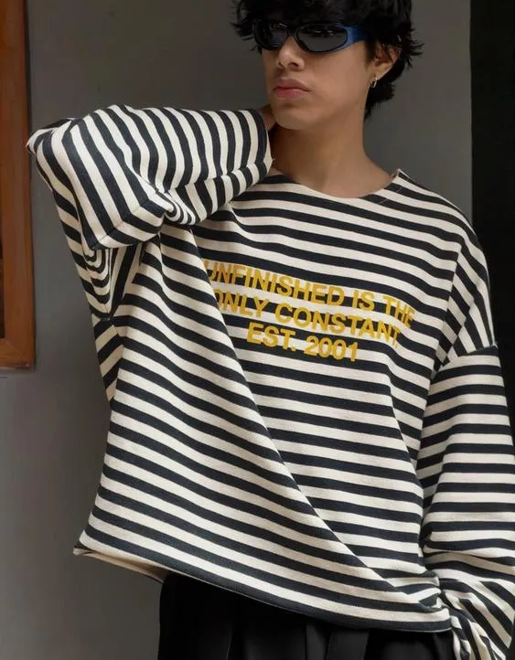 Полосатый свитер из мягкой ткани с круглым вырезом- Заказать в России