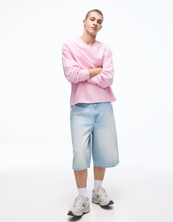 Bershka Джинсовые шорты-бермуды в скейтерском стиле