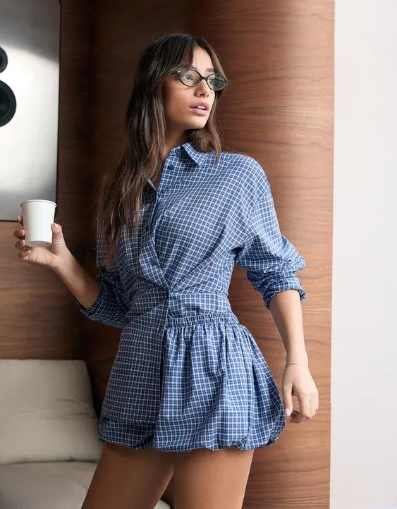 Рубашка с длинными рукавами и запахом на пуговицах- Заказать в России