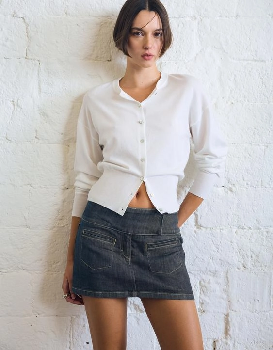 Bershka Джинсовые юбка-шорты с завышенной талией