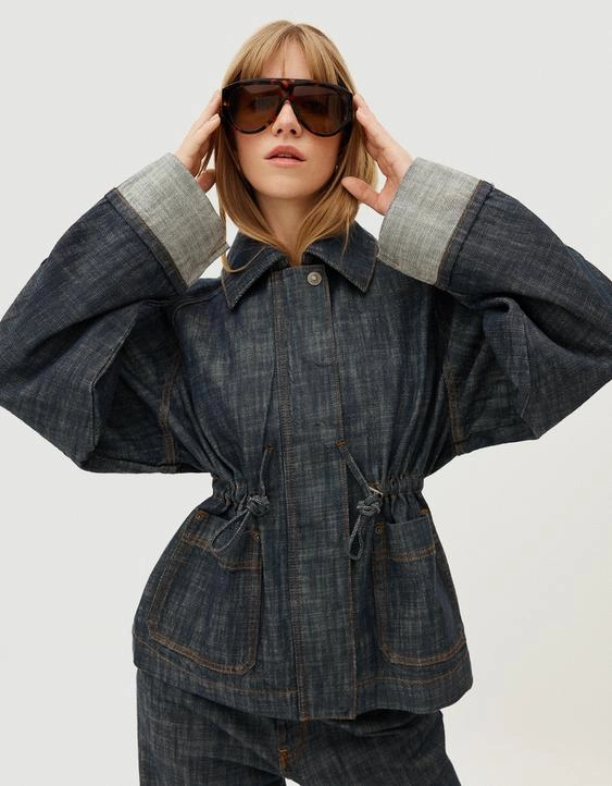 Bershka Объемная джинсовая куртка с рельефным узором