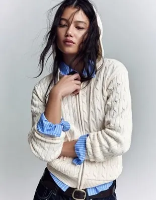 Кардиган на молнии с косами- Заказать в России