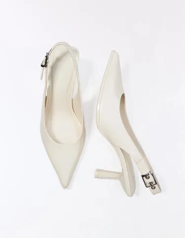 Туфли на среднем тонком каблуке с открытой пяткой- Заказать в России