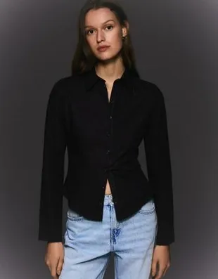 Bershka Рубашка облегающего кроя с расклешенными рукавами