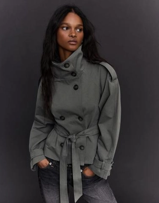 Bershka Тренч с воротником-стойкой