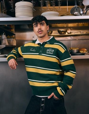 Bershka Свитер с воротником-поло и принтом