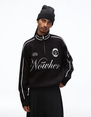 Свитер с вышивкой и молнией на воротнике- Заказать в России