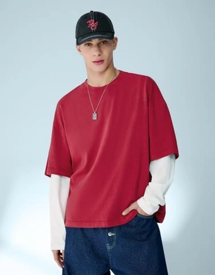 Bershka Футболка с принтом и двойными рукавами купить с доставкой.