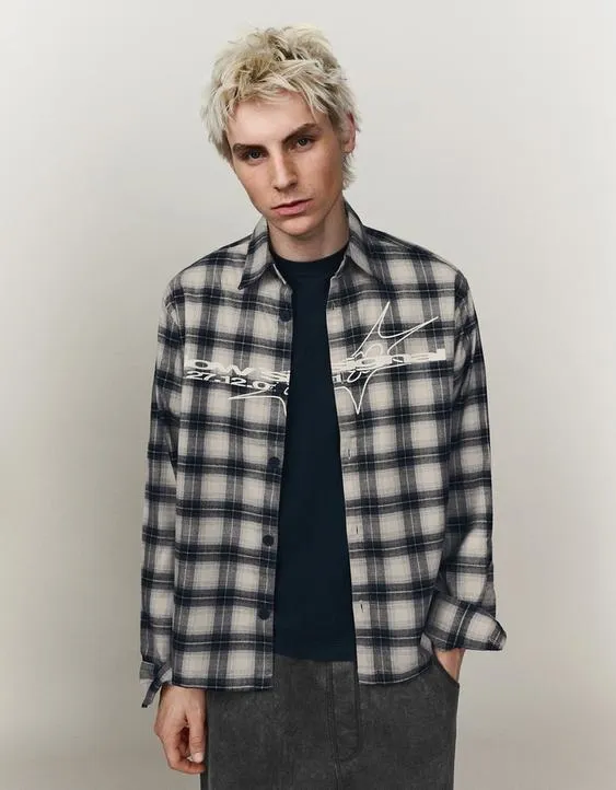 Рубашка в клетку с длинными рукавами- Заказать в России