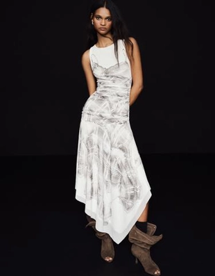 Bershka Платье миди из полупрозрачной ткани со сборками