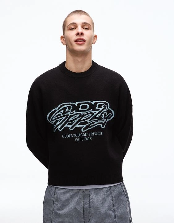 Bershka Жаккардовый свитер с принтом
