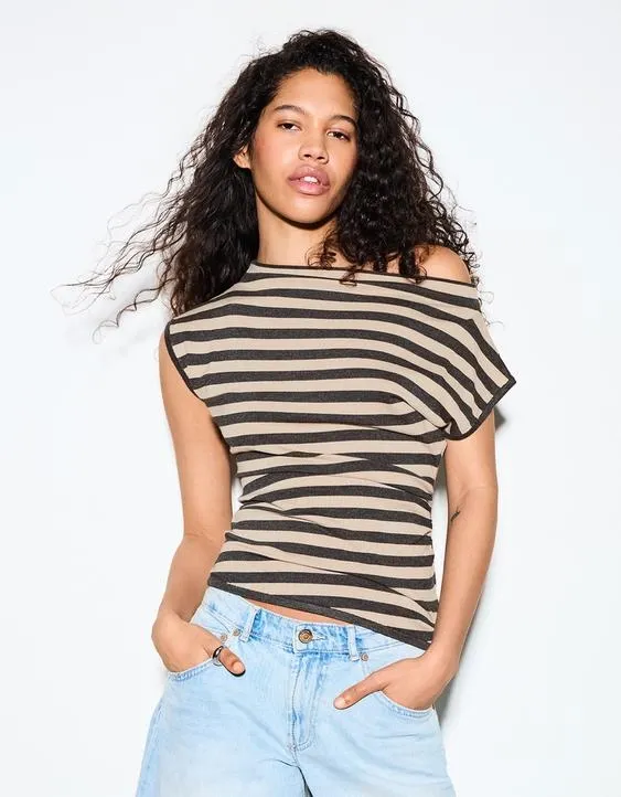 Асимметричный топ в полоску- Заказать в России