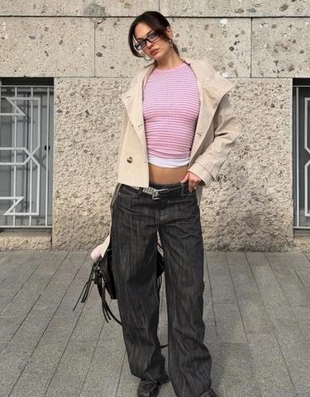 Bershka Джинсы BAGGY BARREL с низкой посадкой