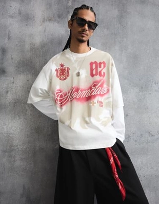 Bershka Футболка геометрического кроя с короткими рукавами и принтом