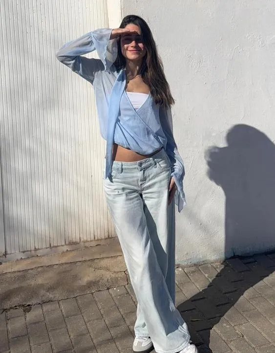 Блуза с длинными рукавами и шарфом с запахом