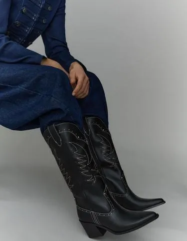 COWBOY STUDDED HEEL BOOTS- Заказать в России
