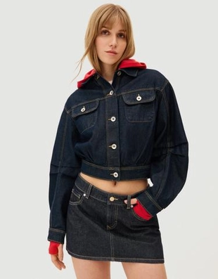 Bershka Укороченная джинсовая куртка объемного кроя купить с доставкой.