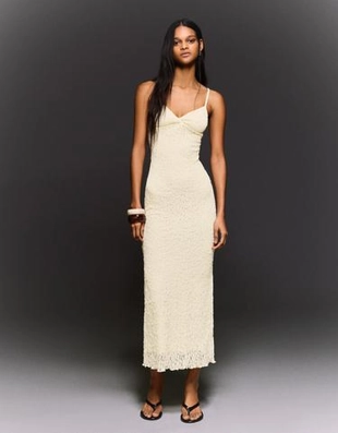 Платье миди на бретелях с кружевом- Заказать в России