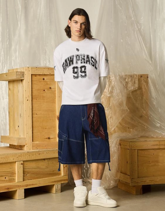 Bershka Джинсовые шорты-парашюты карго