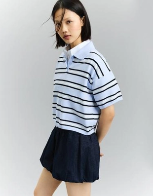 Bershka Свитер в полоску с воротником-поло купить с доставкой.