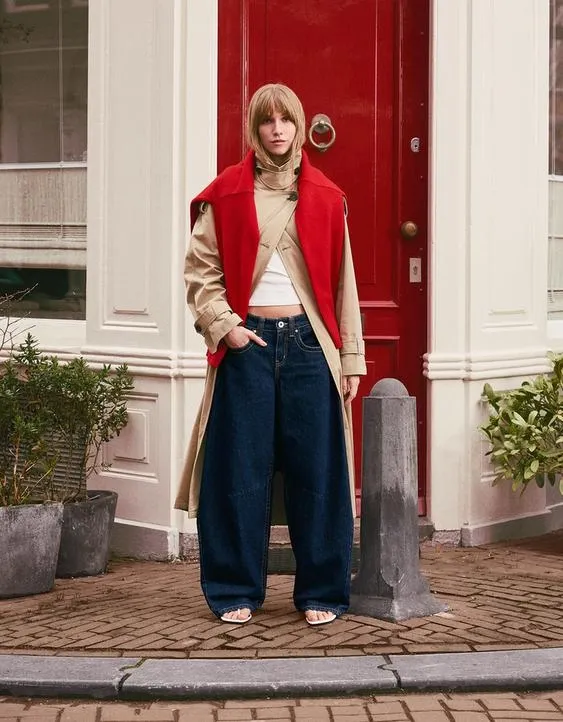 Джинсы свободного кроя с низкой посадкой- Заказать в России