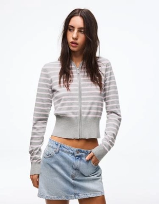 Bershka Худи на молнии в полоску