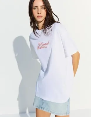 Bershka Футболка с короткими рукавами и принтом «ханна монтана»