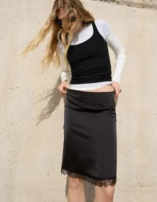 Юбка-миди из сатина- Заказать в России