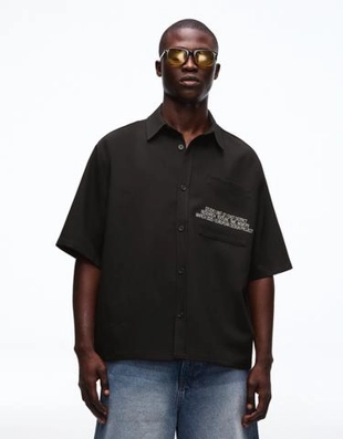 Bershka Рубашка с короткими рукавами и вышивкой