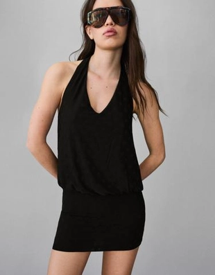 Bershka Мини-платье из жаккарда в горошек