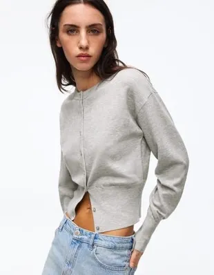 Кардиган с круглым вырезом на пуговицах- Заказать в России