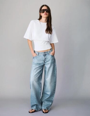 Bershka Джинсы BARREL свободного кроя с пайетками купить с доставкой.