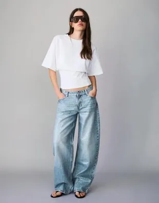 Джинсы barrel свободного кроя с пайетками- Заказать в России