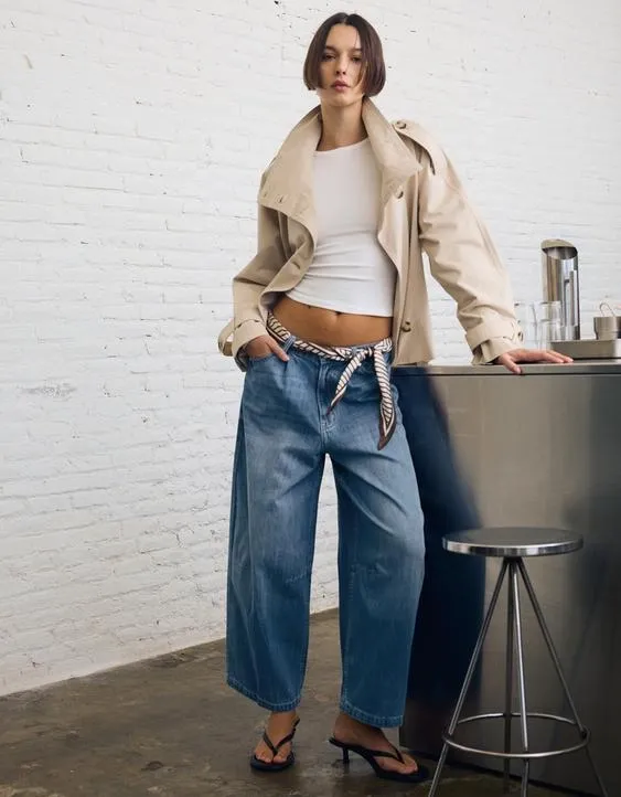 Cropped barrel jeans- Заказать в России