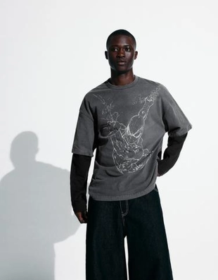 Bershka Лонгслив SPIDERMAN с двойным принтом купить с доставкой.