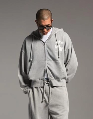 Bershka Толстовка геометрического кроя на молнии с принтом