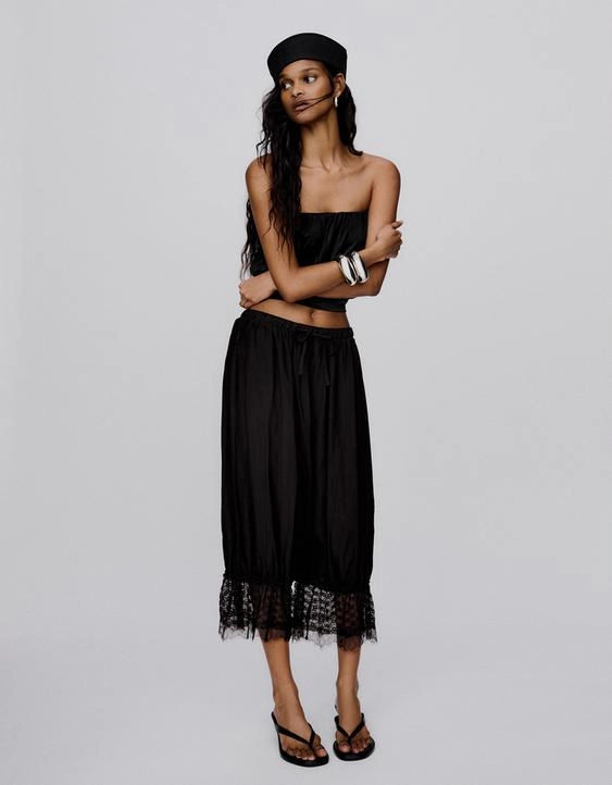 Bershka Шаровары в бельевом стиле купить с доставкой.