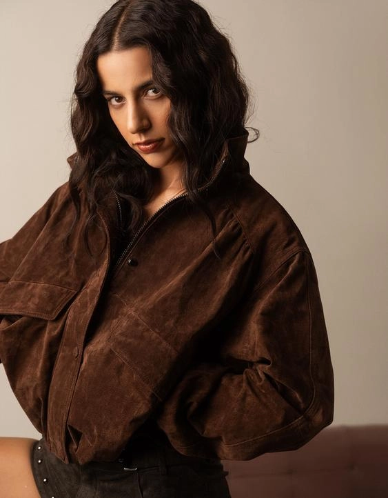 Bershka Кожаная куртка с карманами