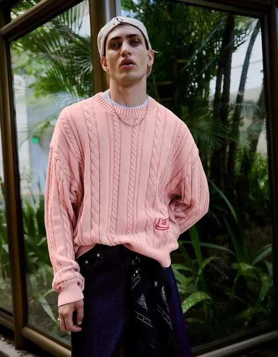 Свитер с круглым вырезом и узором «Косы»