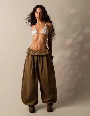 Брюки с отворотами на поясе- Заказать в России