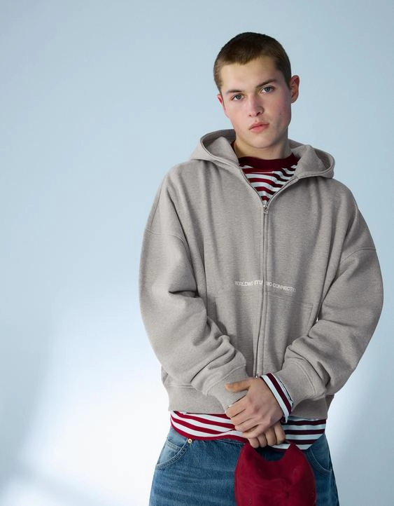 Bershka Укороченная толстовка геометрического кроя на молнии с принтом