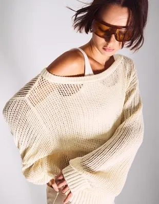 Свитер ажурной вязки в стиле рустик