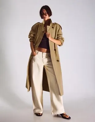 Длинный тренч с ремнем- Заказать в России