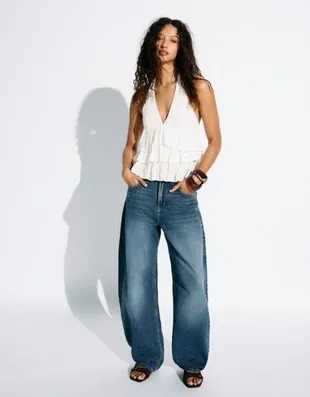 Топ с горловиной халтер и воланами- Заказать в России